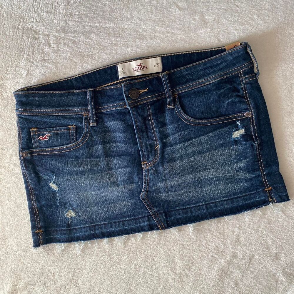 Deadstock Y2K Hollister Denim Micro Mini Skirt Size 5 NWOT Low Rise⁠